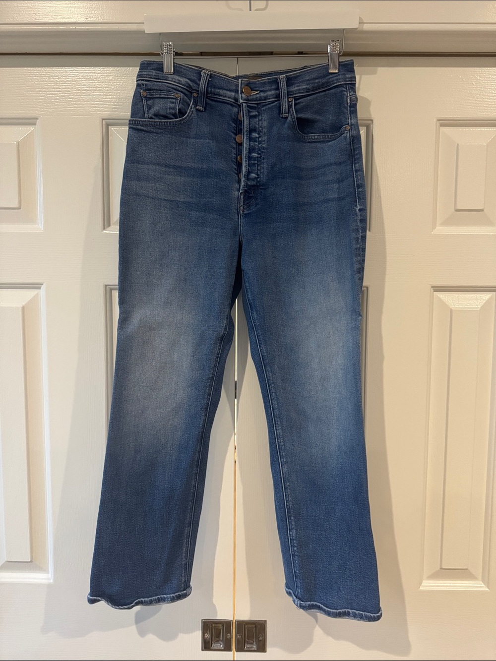 MOTHER Straight-Leg Jeans in Medium Blue Wash